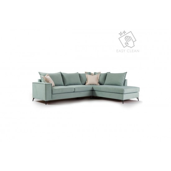 Καναπές γωνιακός αριστερή γωνία ύφασμα ciel-cream 290x235x95εκ