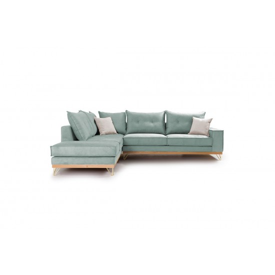 Καναπές γωνιακός, δεξιά γωνία ύφασμα ciel-cream 290x235x95εκ