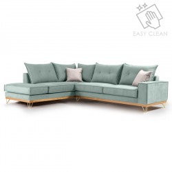 Καναπές γωνιακός, δεξιά γωνία ύφασμα ciel-cream 290x235x95εκ
