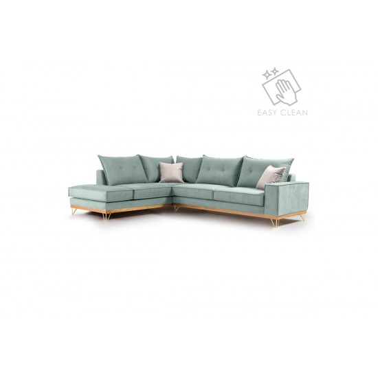 Καναπές γωνιακός, δεξιά γωνία ύφασμα ciel-cream 290x235x95εκ