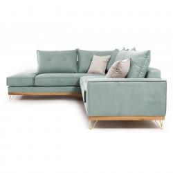 Καναπές γωνιακός, δεξιά γωνία ύφασμα ciel-cream 290x235x95εκ