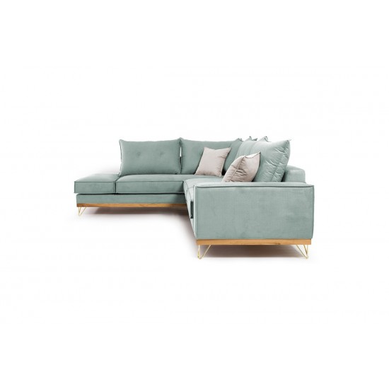 Καναπές γωνιακός, δεξιά γωνία ύφασμα ciel-cream 290x235x95εκ