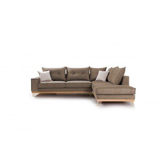 Καναπές γωνιακός, αριστερή γωνία ύφασμα mocha-cream 290x235x95εκ