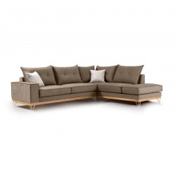 Καναπές γωνιακός, αριστερή γωνία ύφασμα mocha-cream 290x235x95εκ