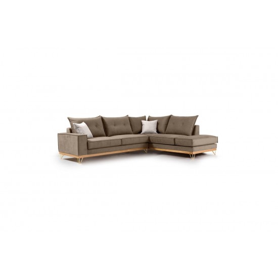 Καναπές γωνιακός, αριστερή γωνία ύφασμα mocha-cream 290x235x95εκ