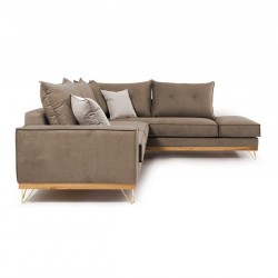 Καναπές γωνιακός, αριστερή γωνία ύφασμα mocha-cream 290x235x95εκ