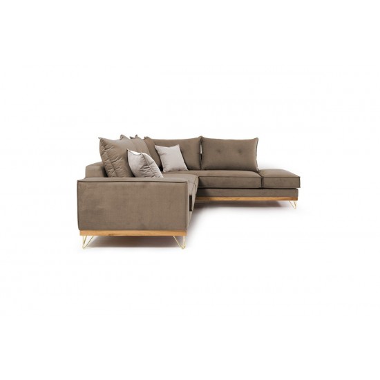 Καναπές γωνιακός, αριστερή γωνία ύφασμα mocha-cream 290x235x95εκ