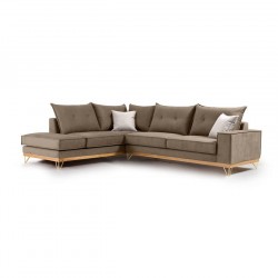 Καναπές γωνιακός, δεξιά γωνία ύφασμα mocha-cream 290x235x95εκ