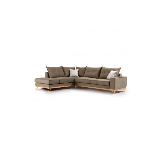 Καναπές γωνιακός, δεξιά γωνία ύφασμα mocha-cream 290x235x95εκ