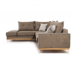 Καναπές γωνιακός, δεξιά γωνία ύφασμα mocha-cream 290x235x95εκ