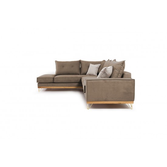 Καναπές γωνιακός, δεξιά γωνία ύφασμα mocha-cream 290x235x95εκ