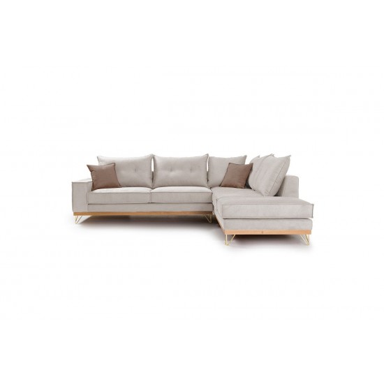 Καναπές γωνιακός, αριστερή γωνία ύφασμα cream-mocha 290x235x95εκ
