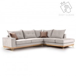 Καναπές γωνιακός, αριστερή γωνία ύφασμα cream-mocha 290x235x95εκ