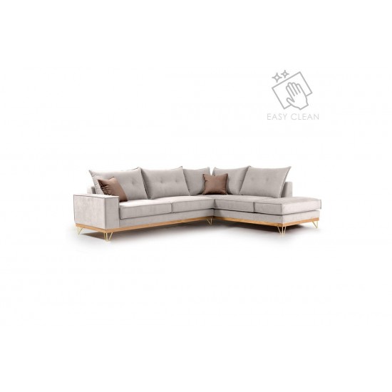 Καναπές γωνιακός, αριστερή γωνία ύφασμα cream-mocha 290x235x95εκ