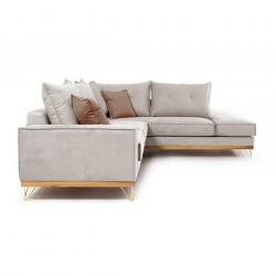 Καναπές γωνιακός, αριστερή γωνία ύφασμα cream-mocha 290x235x95εκ