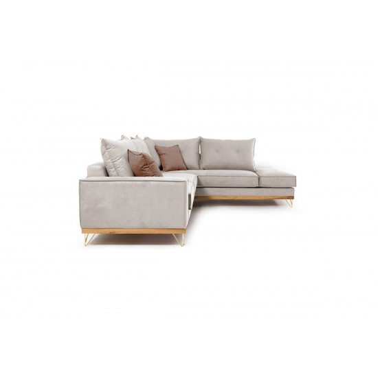 Καναπές γωνιακός, αριστερή γωνία ύφασμα cream-mocha 290x235x95εκ