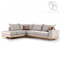 Καναπές γωνιακός, δεξιά γωνία ύφασμα cream-mocha 290x235x90εκ