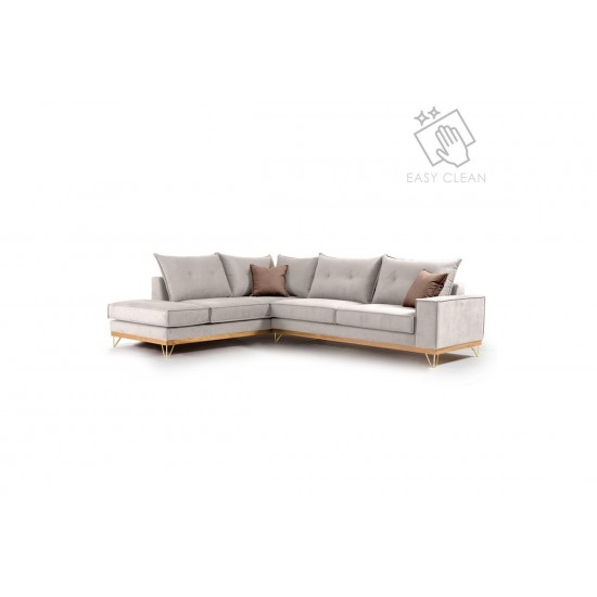 Καναπές γωνιακός, δεξιά γωνία ύφασμα cream-mocha 290x235x90εκ