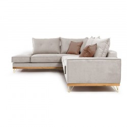 Καναπές γωνιακός, δεξιά γωνία ύφασμα cream-mocha 290x235x90εκ