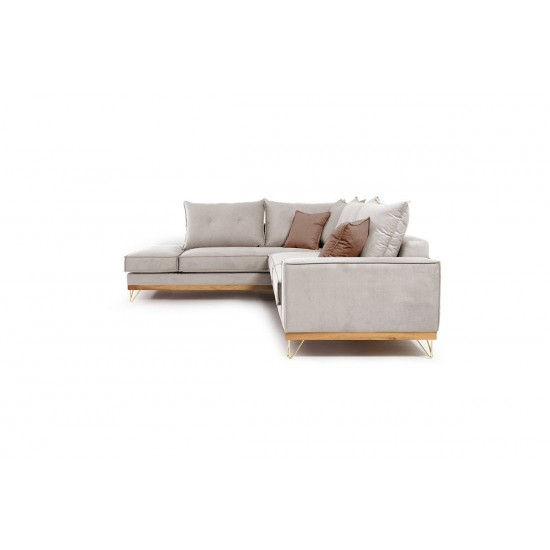 Καναπές γωνιακός, δεξιά γωνία ύφασμα cream-mocha 290x235x90εκ