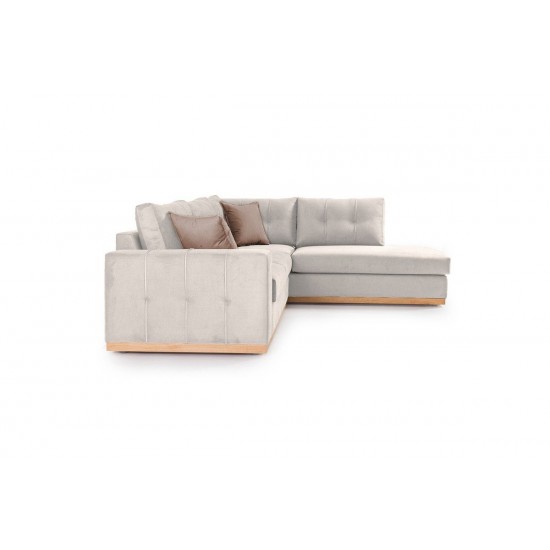 Καναπές γωνιακός, αριστερή γωνία ύφασμα cream-mocha 280x225x90εκ