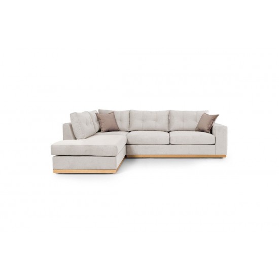 Καναπές γωνιακός, δεξιά γωνία ύφασμα cream-mocha 280x225x90εκ