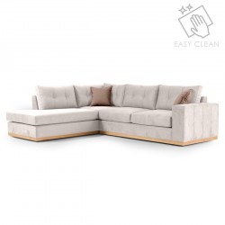Καναπές γωνιακός, δεξιά γωνία ύφασμα cream-mocha 280x225x90εκ