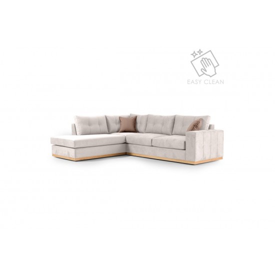 Καναπές γωνιακός, δεξιά γωνία ύφασμα cream-mocha 280x225x90εκ