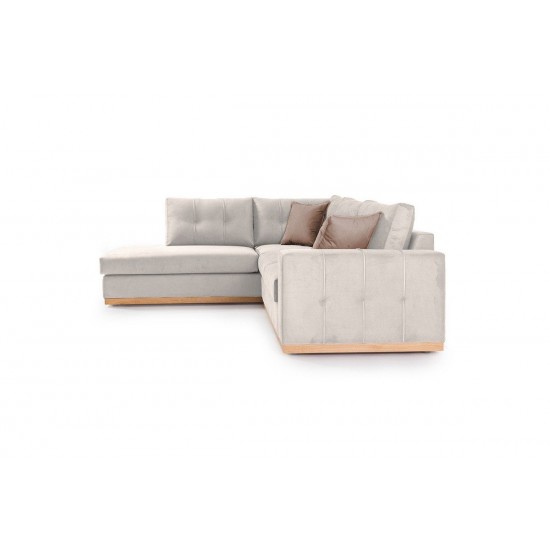 Καναπές γωνιακός, δεξιά γωνία ύφασμα cream-mocha 280x225x90εκ