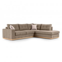 Καναπές γωνιακός, αριστερή γωνία ύφασμα mocha-cream 280x225x90εκ