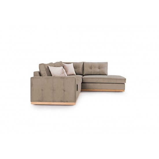 Καναπές γωνιακός, αριστερή γωνία ύφασμα mocha-cream 280x225x90εκ