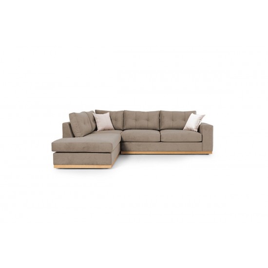 Καναπές γωνιακός, δεξιά γωνία ύφασμα mocha-cream 280x225x90εκ
