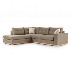 Καναπές γωνιακός, δεξιά γωνία ύφασμα mocha-cream 280x225x90εκ