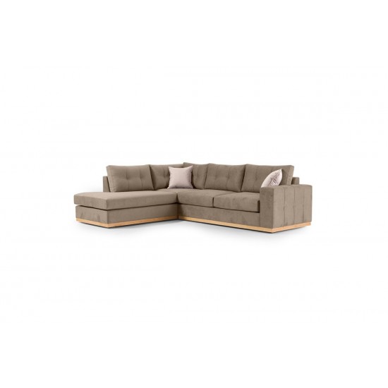 Καναπές γωνιακός, δεξιά γωνία ύφασμα mocha-cream 280x225x90εκ