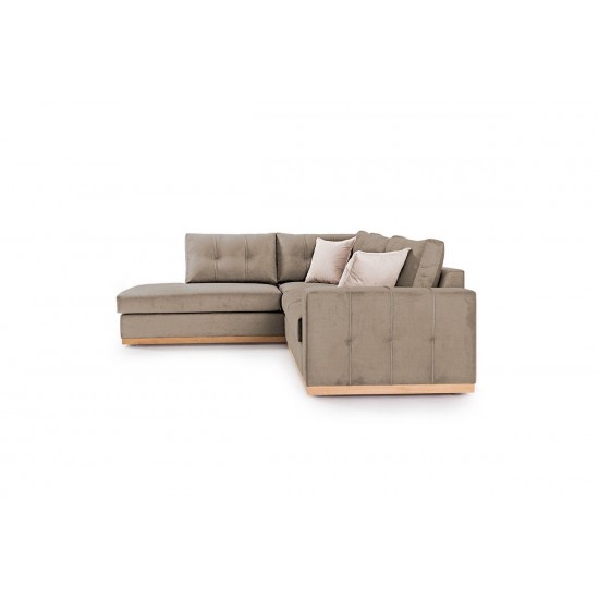 Καναπές γωνιακός, δεξιά γωνία ύφασμα mocha-cream 280x225x90εκ