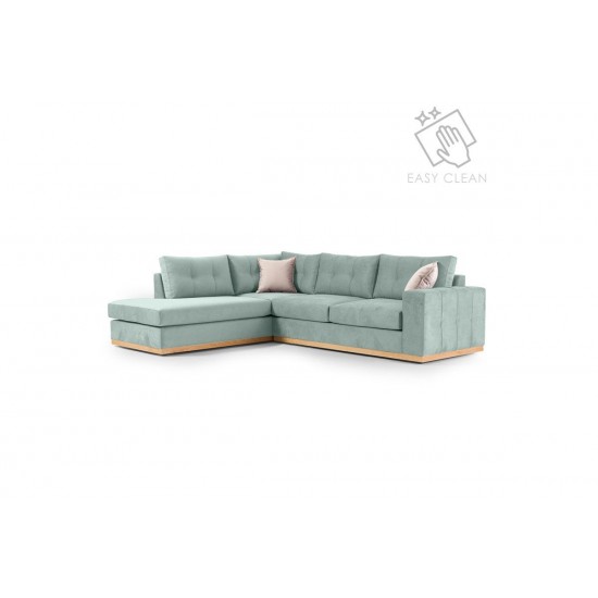 Καναπές γωνιακός, δεξιά γωνία ύφασμα ciel-cream 280x225x90εκ