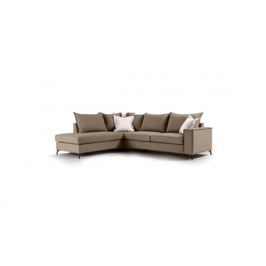 Καναπές γωνιακός δεξιά γωνία ύφασμα mocha-cream 290x235x95εκ