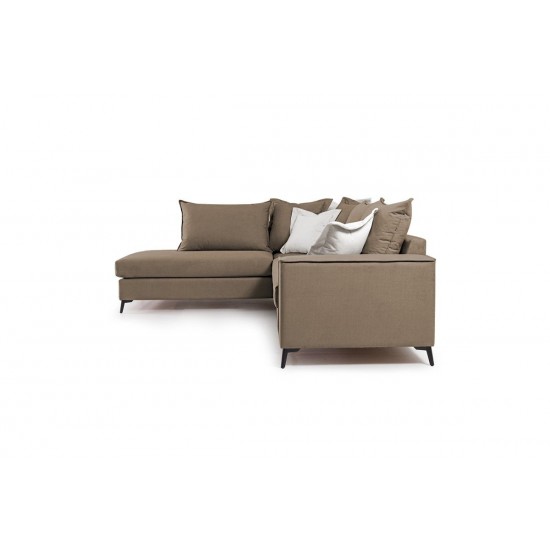 Καναπές γωνιακός δεξιά γωνία ύφασμα mocha-cream 290x235x95εκ