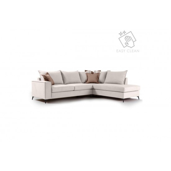 Καναπές γωνιακός αριστερή γωνία ύφασμα cream-mocha 290x235x95εκ