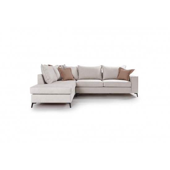 Καναπές γωνιακός δεξιά γωνία ύφασμα cream-mocha 290x235x95εκ