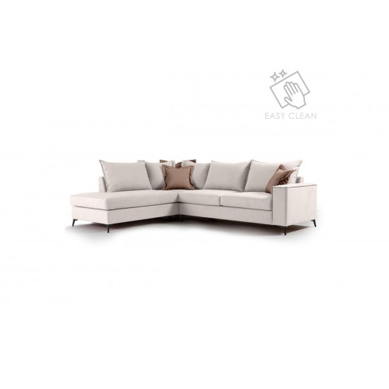Καναπές γωνιακός δεξιά γωνία ύφασμα cream-mocha 290x235x95εκ