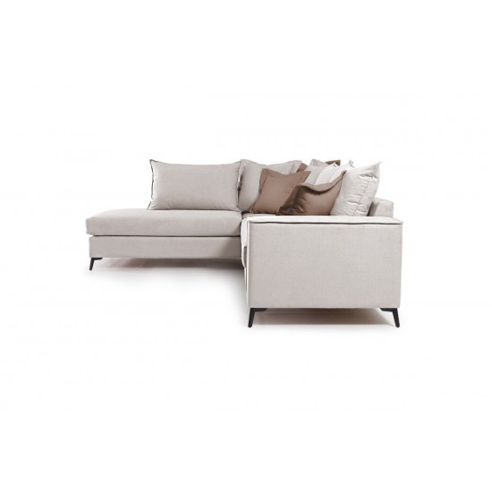 Καναπές γωνιακός δεξιά γωνία ύφασμα cream-mocha 290x235x95εκ