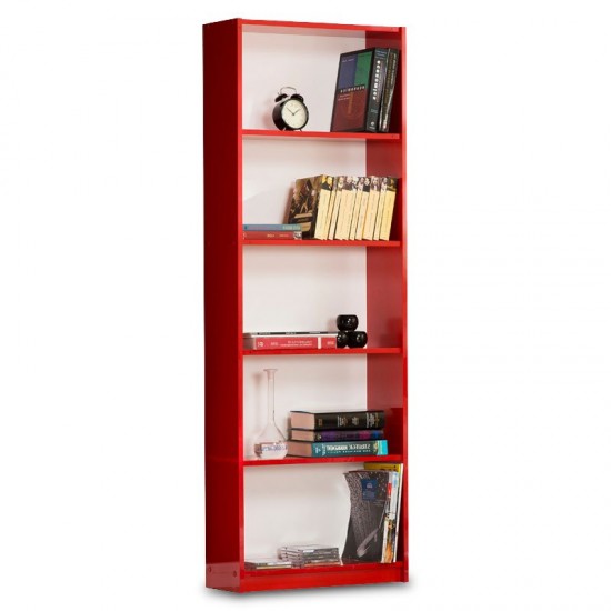 Βιβλιοθήκη σε κόκκινο χρώμα 58x23x170εκ