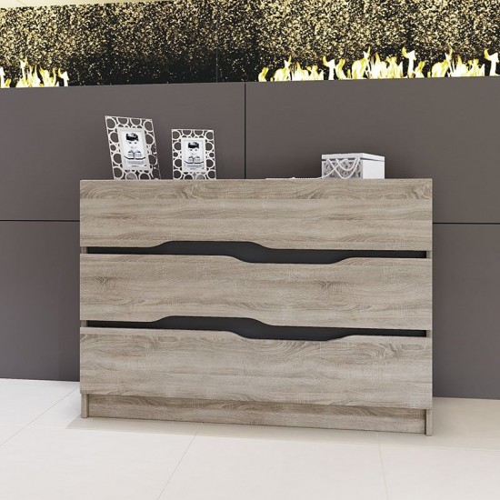 Συρταριέρα Comfy με τρία συρτάρια χρώμα sonoma-ανθρακί 100x35.5x71εκ