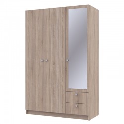 Ντουλάπα ρούχων Simone τρίφυλλη καθρέπτης sonoma 120x51.5x226εκ