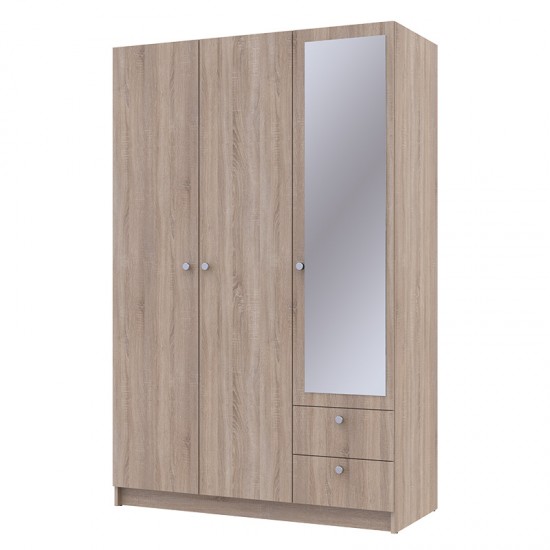 Ντουλάπα ρούχων Simone τρίφυλλη καθρέπτης sonoma 120x51.5x226εκ