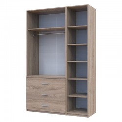 Ντουλάπα ρούχων Samson τρίφυλλη sonoma 135x53x210εκ