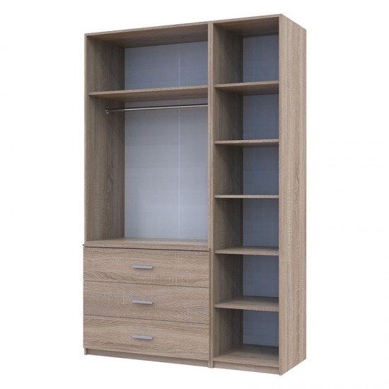 Ντουλάπα ρούχων Samson τρίφυλλη sonoma 135x53x210εκ