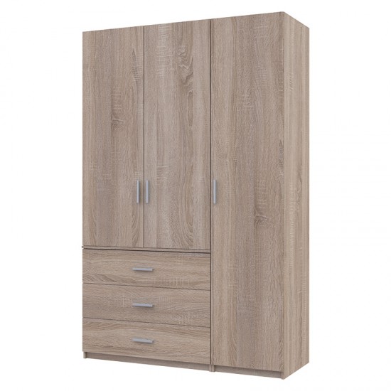 Ντουλάπα ρούχων Samson τρίφυλλη sonoma 135x53x210εκ