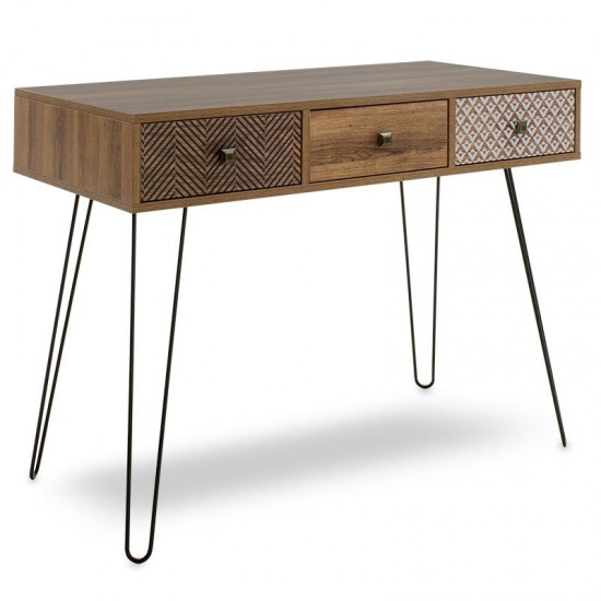 Κονσόλα Boho καρυδί με μεταλλικά πόδια 100,5x50,5x74,5